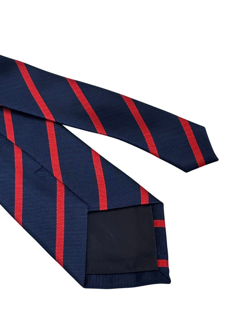dark navy blue and red striped tie